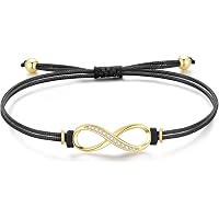 Nuoli Bracciale Infinity Argento, cinturino in tessuto nero, misura bracciale regolabile, realizzato a mano in Germania, senza nichel