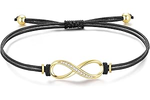 Jrêveinfini Infinito Pulseras Mujer Plata de Ley 925 con 3A Circonia Cúbica, Pulsera Cuerda Hecha a Mano, Regalos Originales Ajustable 16+3cm