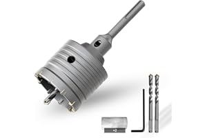 CSOOM Otwornica do betonu 68 mm z przedłużeniem SDS-Plus 110 mm, zestaw otwornic do betonu, zestaw otwornic do betonu, 4 wiertła centrujące 8 x 110 mm, końcówka z twardego metalu, 2 x wiertło