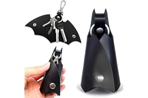 COYUN 2pcs funda para llaves de piel sintética,Llavero Batman, funda para llaves de piel sintética de Batman, llavero de murciélago, llavero de cuero para coche, organizador de llaves, negro
