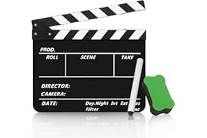 Flexzion Ardoise en plastique acrylique effaçable à sec pour appareil photo hollywoodien, studio, cinéma à domicile, vidéo 25,4 x 30,5 cm avec bâtons noir/blanc