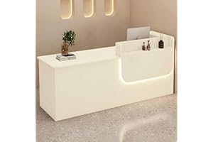 UULBDCD Empfangstheke mit abschließbarer Schublade und Schrank, Rezeptionstresen aus Massivholz mit LED-Beleuchtung, Empfangstheke mit Stauraum, 100–240 cm, geeignet für Büro, Salon, Lobby und Geschäft