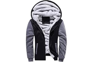 LEZUAN Felpa con Cappuccio Uomo Inverno Caldo Hoodie con Cerniera Integrale Felpe Uomo Manica Lunga Pullover Giacca di Spessore Cappotto in Pile Foderato