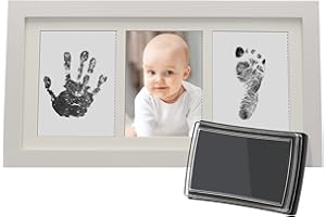 Govvay Baby Handprint and Footprint Photo Frame Kit for Newborn Girls and Boys, Baby Shower Gifts, Memorable Keepsake Box, Decorations for Christmas and Birthday Party,White