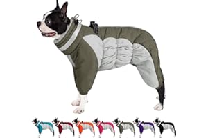 AOFITEE Winteroverall für Hunde - Wasserdichter Hundemantel für Kleine Hunde mit Beinen, Winter Warmer Hundejacke mit Geschirr Gefütterter Hundeoverall, Wintermantel Hund für Pug, Jack Russel