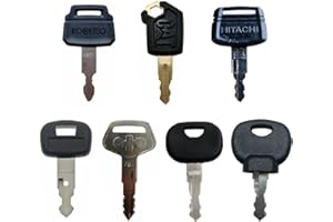 TS TRADE BAAQII 7x Clés de Rechange pour CAT Caterpillar Hitachi Kobelco Komatsu Kubota, Clé de Contact 14607 pour Tracteur JCB BOBCAT BOMAG, 14603 Clé pour Mini Pelle Empileuse Chargeuse sur Pneus