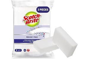 Scotch-Brite Easy Erasing Pad, 2 units/pack Magic Sponge Eraser Pad Easily removes stains, Erase away scuff marks and smudges Walls Doors Windows | Floors