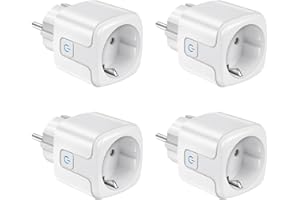 JEWAN Enchufe Inteligente Alexa 4 Pack, 2,4 GHz Enchufe Wi-Fi 16A con Medidor Consumo, Smart Plug con Control por Voz, Control Remoto, Temporizador, Compatible con Alexa, Google Home, Smart Life
