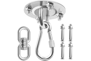 Cisivis Pack de 2 ganchos de techo de 400 kg, soporte para saco de boxeo, fijación para hamacas, giratorio 360°, gancho para colgar sillón, columpio, soporte para techo para exteriores e interiores,