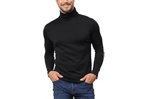HOEFIRM Pull Col Roulé Hommes T-Shirts Pulls Homme Manches Longues Casual Base Slim Fit Hiver sous