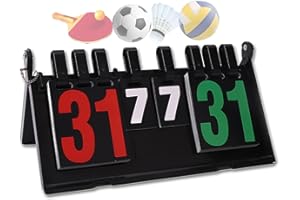 WishesMar 4-Stellig Tragbare Flip Anzeigetafel 4 Ziffern Kerbe Zähltafel Wettkämpfe Sportanzeigetafel Punktetafel Punktezähler für Badminton Volleyball Tischtennis Fußball Boxen #D