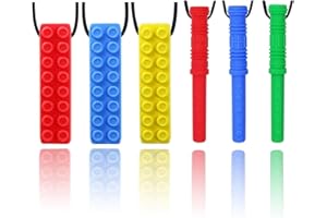 GNAWRISHING Chew Necklaces for Sensory Kids 6 Pcs Sensory Chewy Toys for Autism Girls and Boys, ADHD Toddler, Adult