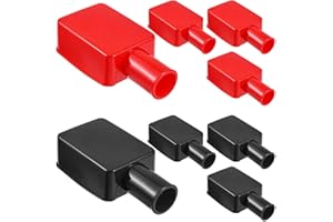 LUSOFIE 8 Stück Batteriepolabdeckung, Autobatterie Isolierung, Gummi Batterie Polabdeckung, Positiv Negativ Polabdeckung Batterie Abdeckung für Autos, E-Bikes, Lkws (Rot, Schwarz)