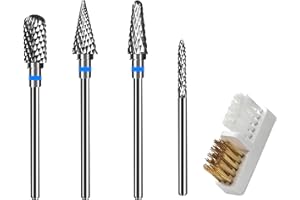 KUKUPOW 4 Pezzi Punte Fresa Unghie, Punta Fresa Rimozione da 3/32 Pollici Punta in Acciaio al Tungsteno Super Duro per Riparare le Unghie, Esfoliare le Cuticole e le Cellule Morte Della Pelle