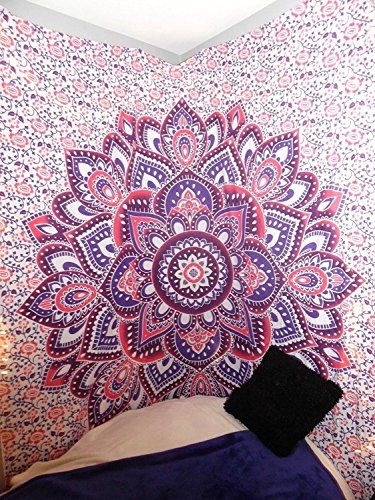 Handicrunch Ombre Mandala Tapestries Hippy Hippie Wall Hanging Wall Tapestries Indian Mandala Tapestries Bohemian Tapestry Sofa Cover Beach Blanket Dorm Decor Wall Art - 3