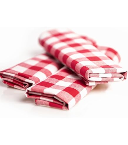 Lot De 6 Serviettes De Table En Coton 60x60 Cm - Motif Carreaux Marron Et Blanc