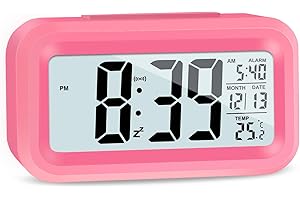 JOPHEK LCD Despertador Digital, Inteligente Reloj Despertador Digital con Repetición de Datos de Temperatura, Reloj de Mesa de Viaje para Sala de Oficinas Familiares