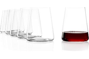 Stölzle Lausitz Gobelets à Vin Rouge Power Lot de 6, 520 ml – Verres Modernes Sans Pied pour une Arôme Maximale – Verres à Vin Plat en Cristal – Lavable en Lave-Vaisselle et Résistant