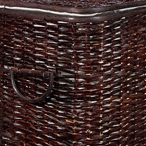 Relaxdays Wäschekorb 3er Set geflochten Rattan eckig HBT 54,5 x 45,5 x 33,5 cm stapelbare Wäschetruhe mit herausnehmbarem Wäschesack waschbar Wäschebox ca. 69 L Wäschesammler atmungsaktiv, schokobraun - 7