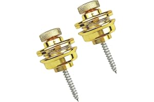 DEOLVEN Serratura Cinghia Per Chitarra,Serratura Chitarra Cinghia 2 Pezzi Metallo Chitarra Strap Locks Anti-stripping con Viti per la Sostituzione Della Chitarra Acustica Elettrica Argento (D'oro)