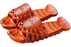 TUOJINRUIDA Chaussons unisexes drôles, poissons et homards, pour hommes ou femmes, pantoufles amusantes pour la maison à la plage, douche, heures de détente à la piscine, marche en plein air