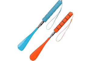 Jecdfs 2pcs Calzascarpe Shoe Horn Lungo Metallo Plastica,calzascarpe telescopico, per Uomini, Donne, Bambini e Anziani, calzante per scarpe lungo (Blu e Arancione)