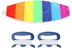 ZERODIS Large Dual Line Parachute, Rainbow Color Stunt Power Flying Kite Outdoor Dual Line Surfing Parafoil Fun Beach Sport Toy