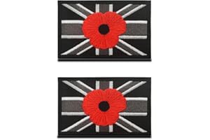 ZCKETO 2 Packs British Union Jack/Rose Kingdom Embroidered Hook and Loop Patch with Great Britain UK Rose Tactical National Morale Emblem for Military Uniforms Jacket Bags Backpack Cap Airsoft