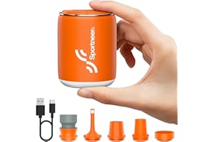 Mini Air Pump - Sportneer 4.5kPa Portable Electric Inflatable Pump with Camping Light and Magnetic Design, 1600mAh USB Rechargeable Tiny Electric Pump Air Mattress Pump for Outdoor Home Use