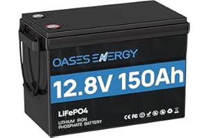 Oasesenergy LiFePO4 Batterie au lithium 12V 150Ah avec BMS 100A et 4000~15 000 cycles, durée de vie de 10 ans, 12V batterie LiFePO4 1920Wh pour camping-car, kit de panneau solaire, courant de