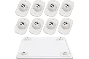 TRVL FIELDER Self Adhesive Mini Caster Wheels, Ball Casters for Kitchen Appliance, 360° Swivel Universal Wheel Roller Castors, Sticky Pulley for DIY, Trash Can, Small Appliance (8, White)