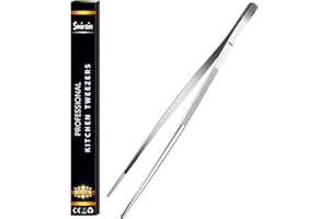 Smirain Pinze Cucina Acciaio 16-40cm, Pinza da Chef professionali di Alta Precisione, Barbecue, Bistecca, Hamburger, Pasta, Dessert, Decorazione, Estrazione, Cottura al Forno (Multiuso, 30cm)
