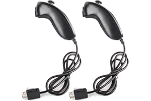 DSYJ Wii Nunchuck Controller Nunchuck Controllers for Nintendo Wii Video Game Black 2Pack