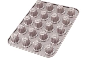 CHEFMADE Mini Canele Foremka do ciasta, 20-wnękowa, nieprzywierająca, mini Canele, babeczka, do pieczenia w piekarniku, szampańskie złoto