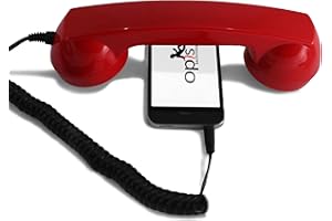 OPIS TECHNOLOGY Opis 60s Micro - Combiné Telephone Portable/Écouteurs Filaire/Casque Audio en Forme combiné téléphonique Compatible avec iPhone avec Lightning (Adaptateur Inclus) (Rouge)