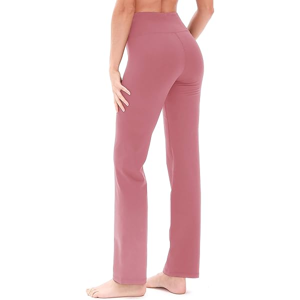 GRECERELLE Brede yogabroek voor dames, crossover hoge taille, joggingbroek, stoffen broek met zakken, elegante rechte broek, buikcontrole, slagbroek, sportbroek voor gym en sport, Kaki, M