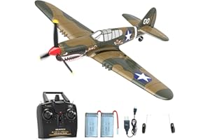 volantexrc Avión RC de 4 Canales P40 RC Fighter Toy, 2,4 GHz, estabilizador giroscópico de 6 Ejes, Planeador RTF con 2 baterías, Adecuado para Adultos, niños, Principiantes para Volar