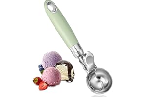 Cuillère à Glace Avec éjecteur,Acier Inoxydable Cuillère à Crème Glacée,Cuillère à Glace en Manche Ergonomique pour Boules à Glace, Riz, Boules de Melon, Pâte à Biscuit 20x4,8 cm