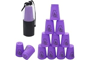 DQTYE 12pcs Plastic Skill Cups for Hand-Eye Coordination Training, Kids & Adults Party Games, Educational Toy with Storage Pouch - Purple