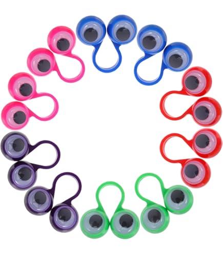 50 Wackelaugen Fingerpuppen - 6-farbige Ringe Für Kinderpartys Und Spiele