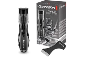 ‎REMINGTON Remington Barttrimmer Herren MB350L (keramikbeschichtete Klingen, Detail- und Langhaarschneider, 1,5-18mm Längeneinstellung, inkl. Bartschablone, Netz-/Lithium Ionen Akkubetrieb) Bartschneider