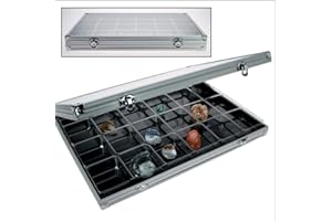 Safe 5876 Vitrine de Collection en Aluminium pour minéraux avec Couvercle Transparent | 395 x 295 x 45 mm | Hauteur utile env. 45 mm