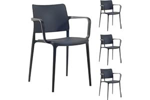 ‎PAPATYA PAPATYA 4er-Set Kunststoffstuhl Joy-K Designstuhl mit Einer Belastbarkeit von 200 kg stapelbar, Terassenstuhl aus Kunststoff UV beständig, Leichter Stuhl (Anthrazitgrau)
