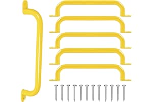 ESPETS 17 Inch Yellow Metal Safety Handles for Playground 6 Pack - Swing Set Accessories Grab Handles, Playset Hand Grips, Indoor Monkey Bars for Jungle Gym, Playhouse, Climbing Frame