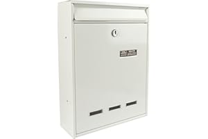 BURG-WÄCHTER Cologne 872 W Perforated System Letter Box Without Newspaper Compartment with Name Plate, 3 Viewing Windows, Galvanised Steel, Insert Format DIN A4, 2 Keys, White (Similar to RAL 9016)