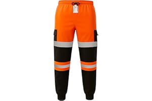 GM WORKWEAR Hi Vis Jogging Bottoms Safety Work Sweat Pants Fleece Trousers Joggers S-3XL – Yellow/Black, Orange/Black, Navy/Orange, Navy/Yellow