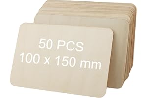 HAKZEON 50 PCS 100 x 150 x 2.5 mm Balsa Wood Sheets, Unfinished A6 Basswood Sheets, Thin Plywood Board Rectangle Wood Pieces Wooden Rectangles for DIY Painting, Art and Crafts, Home Decor