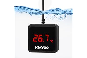 KIAYOO Termómetro Digital para Peceras, Termómetro Sumergible para Acuarios, Precisión 0.1℃, Termómetro de Agua con Fuente de Alimentación Usb, Pantalla Led HD