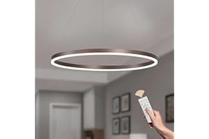 YYUTLUO Moderner DIY-Kreis-LED-Kronleuchter | 1 Braun Goldringe:60cm=29W | LED-Pendelleuchte aus Metall+Acryl |2,4 G Dimmbare Fernbedienung | Runde Decken-Hängelampe Wohnzimmer Schlafzimmer Esszimmer