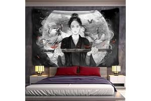 XCSLH Tapisserie Murales,Grue Femme Guerrière Japon Tapisserie Art Impression Tapisserie Tenture Murale Tissu Fond Décor À La Maison Ménage Tapisserie Japonaise, 180 Cm X 230 Cm